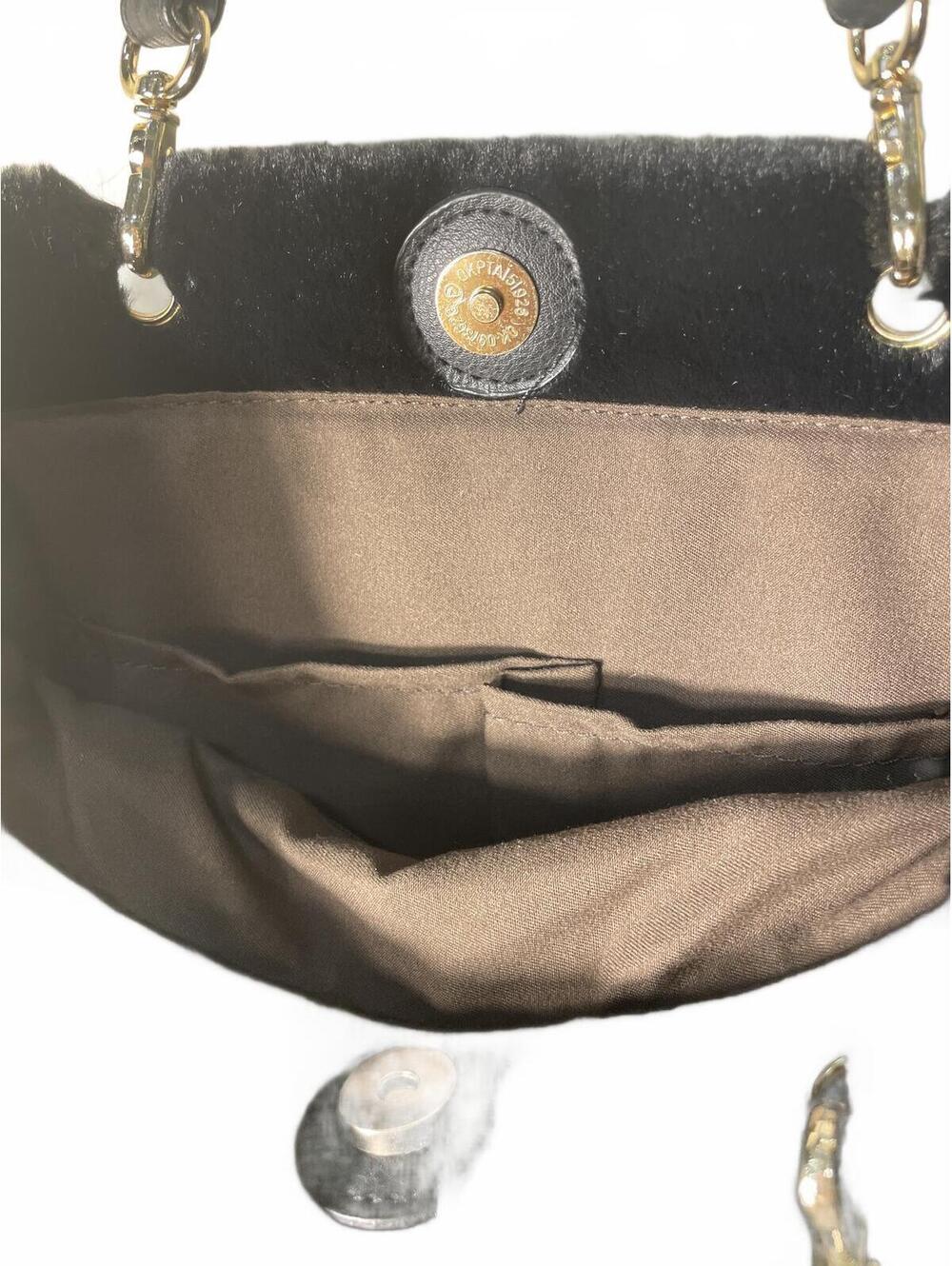 Black Faux Fur Tote Bag Purse Womens Barbiecore Furry Soft - Picture 3 of 7